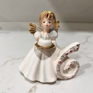 Josef Originals Birthday Girl Angel Figurine 6 Years Old Flawed Figurine